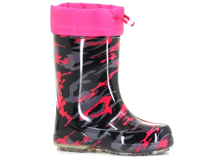 Serabien Filet PF-501 Paraşüt Kamuflaj PVC Yağmur (28-36) Çizme Fuşya - Siyah - Thumbnail