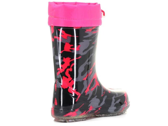 Serabien Filet PF-501 Paraşüt Kamuflaj PVC Yağmur (28-36) Çizme Fuşya - Siyah - Thumbnail