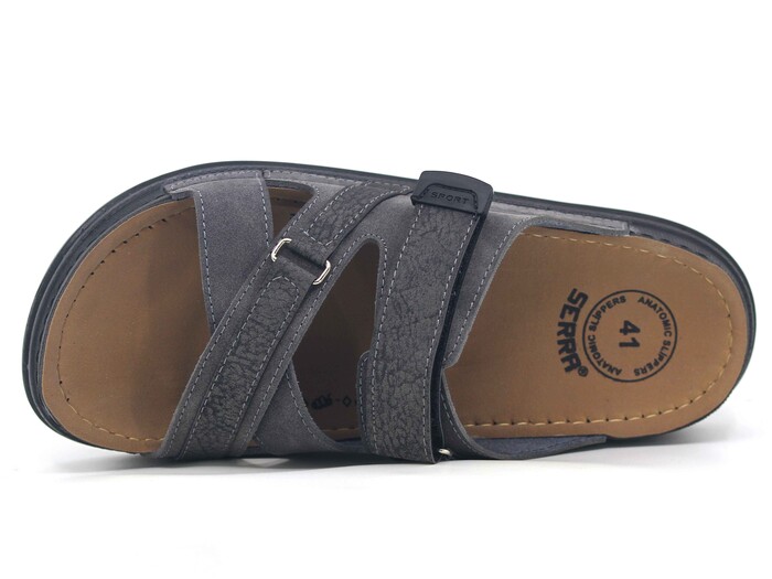 Serra Merdane 6003 Çapraz Cırtlı Monta kutulu Günlük Terlik Füme Süet - 2