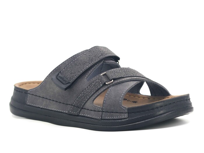 Serra Merdane 6003 Çapraz Cırtlı Monta kutulu Günlük Terlik Füme Süet - Serra