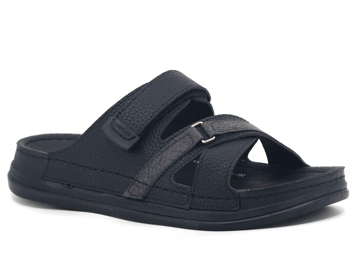 Serra Merdane 6003 Çapraz Cırtlı Monta kutulu Günlük Terlik Siyah - 1