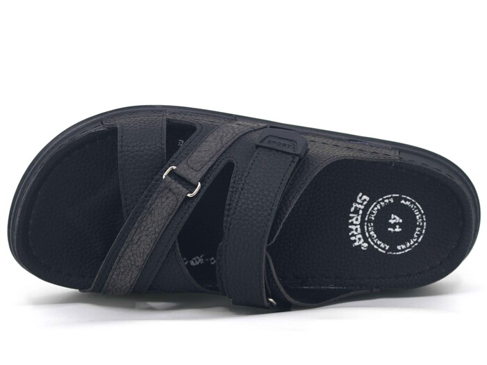 Serra Merdane 6003 Çapraz Cırtlı Monta kutulu Günlük Terlik Siyah - Serra (1)