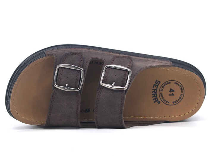 Serra Merdane 6005 Çift Toka Monta kutulu Günlük Terlik Kahve - Serra (1)