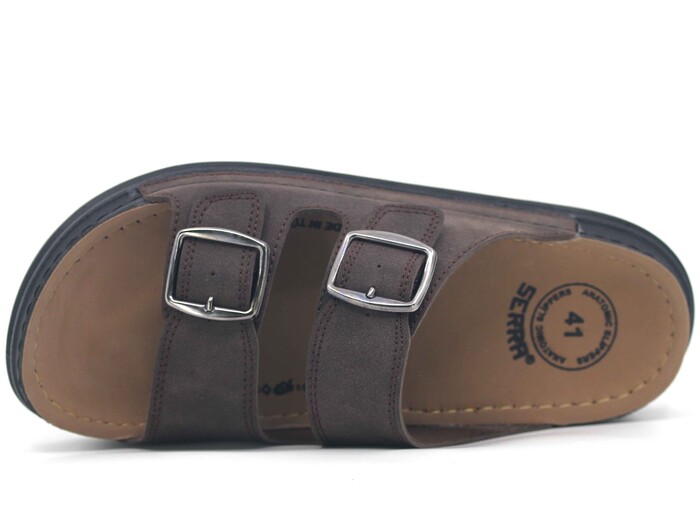 Serra Merdane 6005 Çift Toka Monta kutulu Günlük Terlik Kahve Süet - Serra (1)