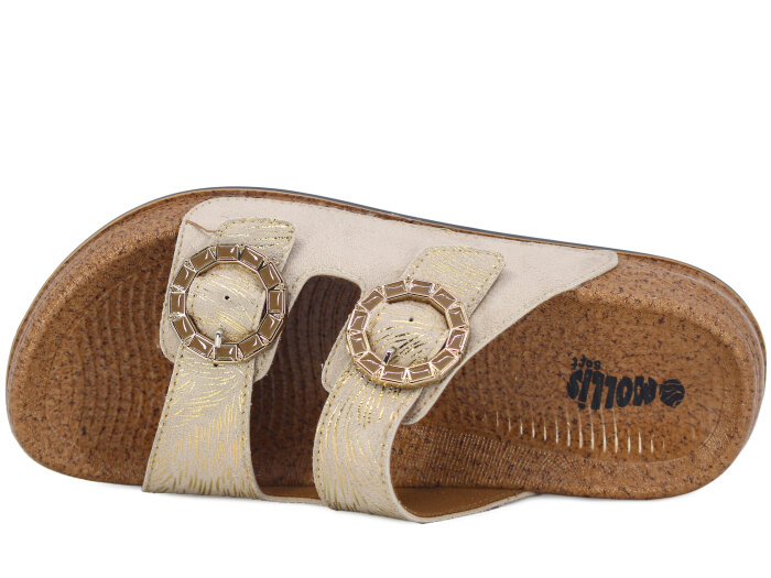 Mollis Zenne 01M1 Çift Toka Günlük Terlik Krem - 2