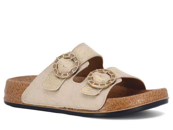 Mollis Zenne 01M1 Çift Toka Günlük Terlik Krem - 1