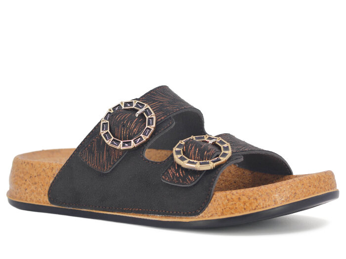 Mollis Zenne 01M1 Çift Toka Günlük Terlik Siyah - 1