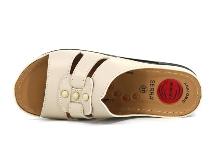 Serra Zenne 1113 Monta 3 Bantlı Kutulu Günlük Terlik Krem - 2