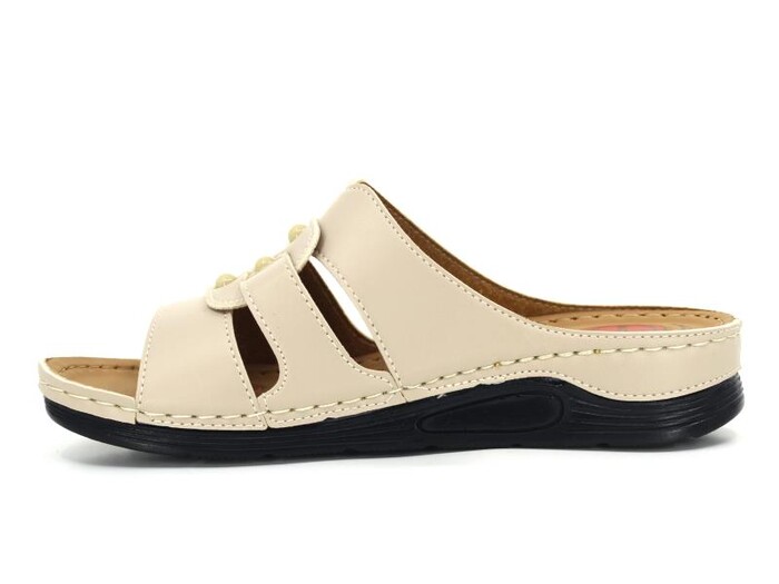 Serra Zenne 1113 Monta 3 Bantlı Kutulu Günlük Terlik Krem - 3