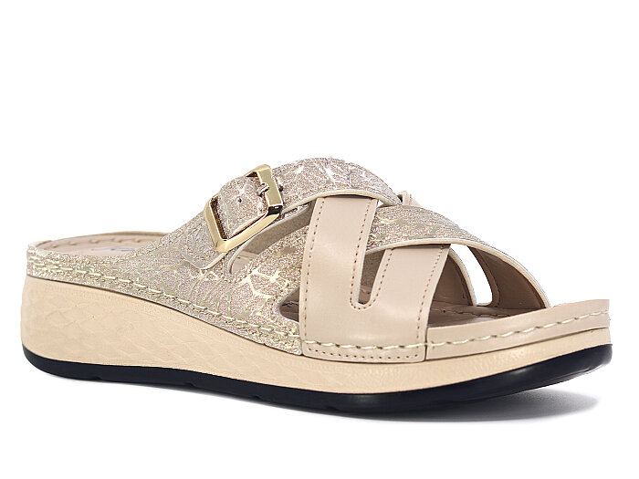 Serra Zenne 1500-1 Simli Çapraz Kutulu Günlük Terlik Krem - 1