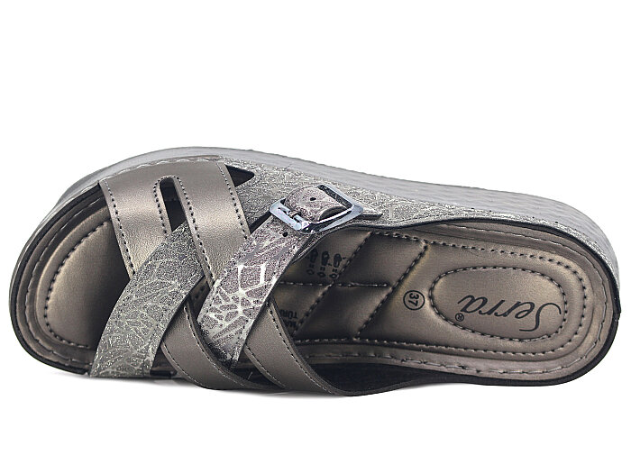 Serra Zenne 1500-1 Simli Çapraz Kutulu Günlük Terlik Platin - 2