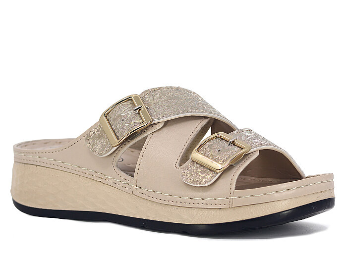 Serra Zenne 1501-1 Simli Kutulu Günlük Terlik Krem - 1