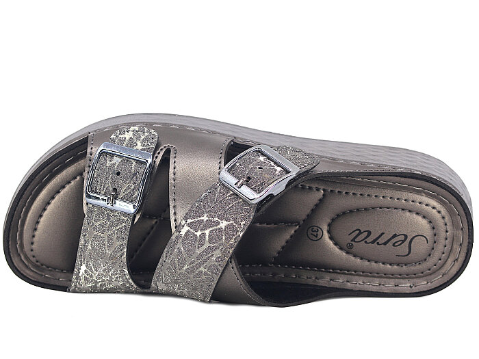 Serra Zenne 1501-1 Simli Kutulu Günlük Terlik Platin - 2