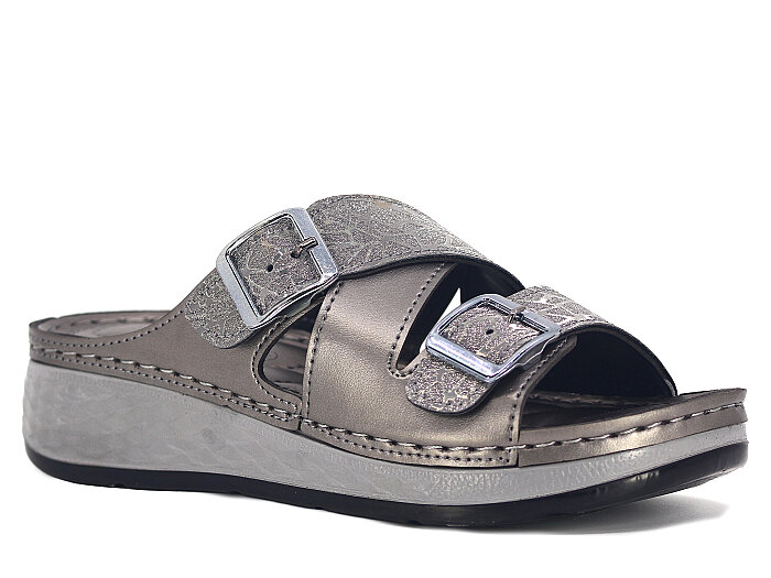 Serra Zenne 1501-1 Simli Kutulu Günlük Terlik Platin - 1