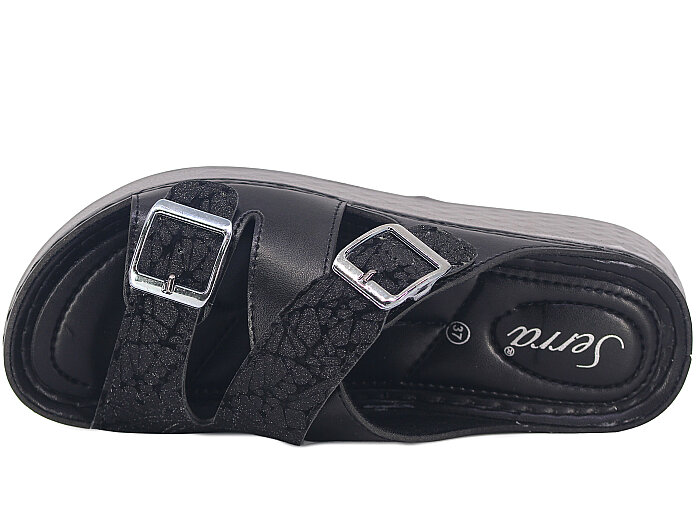 Serra Zenne 1501-1 Simli Kutulu Günlük Terlik Siyah - 2