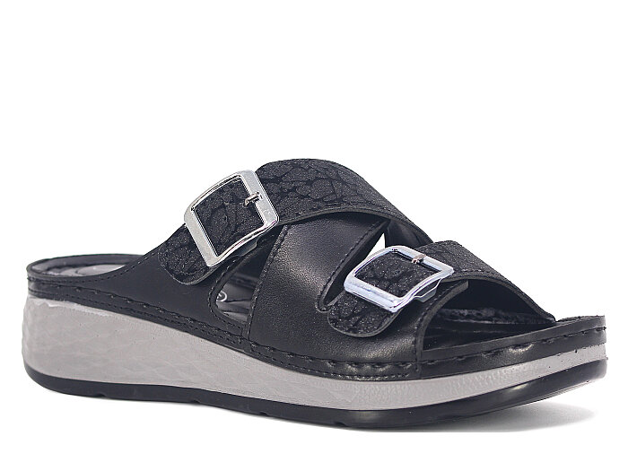 Serra Zenne 1501-1 Simli Kutulu Günlük Terlik Siyah - Serra