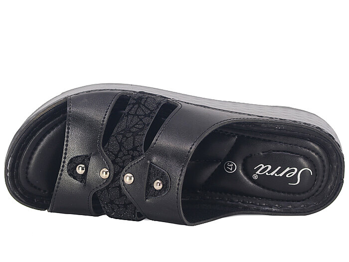 Serra Zenne 1518-1 Simli Kutulu Günlük Terlik Siyah - 2