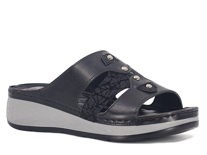 Serra Zenne 1518-1 Simli Kutulu Günlük Terlik Siyah - Serra