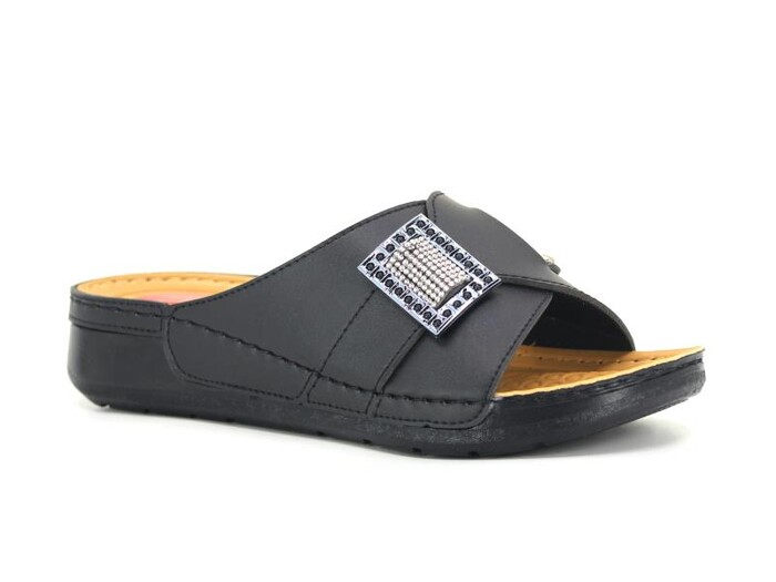 Serra Zenne 1701 Kare Taşlı Monta Günlük Terlik Siyah - 1