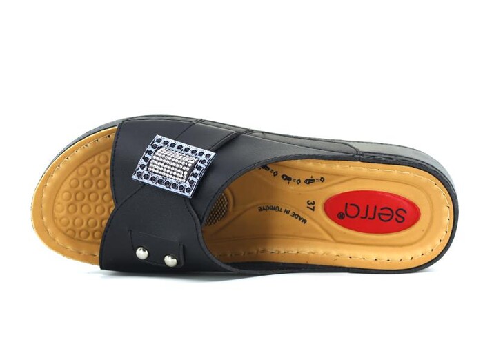 Serra Zenne 1701 Kare Taşlı Monta Günlük Terlik Siyah - 2