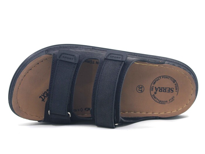 Serra Zenne 5000 Çift Cırtlı Monta kutulu Günlük Terlik Siyah Süet - Serra (1)