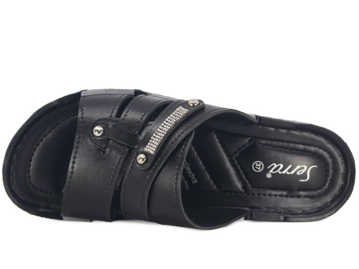 Serra Zenne 700 Taşlı Çapraz Kutulu Günlük Terlik Siyah - 2