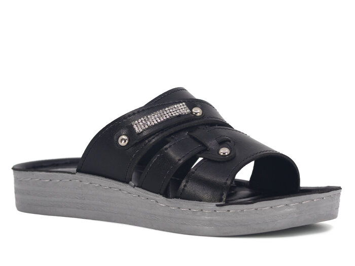 Serra Zenne 700 Taşlı Çapraz Kutulu Günlük Terlik Siyah - 1