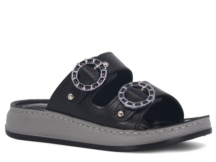 Serra Zenne 7002 Çift Bant Dikişli Kutulu Günlük Terlik Siyah - Serra