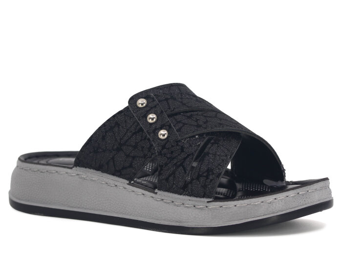 Serra Zenne 7005-1 Simli Çapraz Kutulu Günlük Terlik Siyah - 1