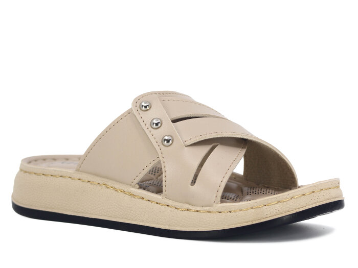 Serra Zenne 7005 Çapraz Kutulu Günlük Terlik Krem 