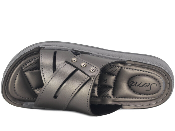 Serra Zenne 7005 Çapraz Kutulu Günlük Terlik Platin - 2