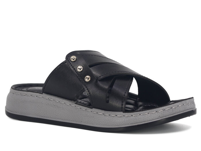 Serra Zenne 7005 Çapraz Kutulu Günlük Terlik Siyah - 1