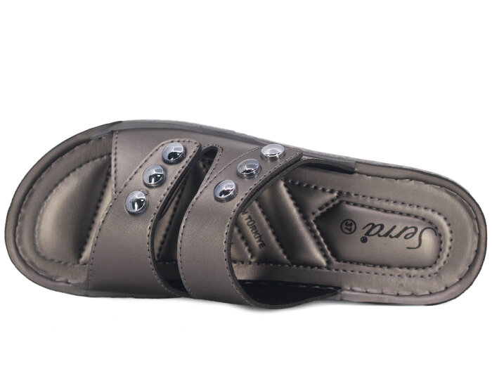 Serra Zenne 701 Çift Bant Enj. Kutulu Günlük Terlik Platin - Serra (1)