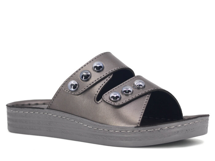 Serra Zenne 701 Çift Bant Enj. Kutulu Günlük Terlik Platin - Serra