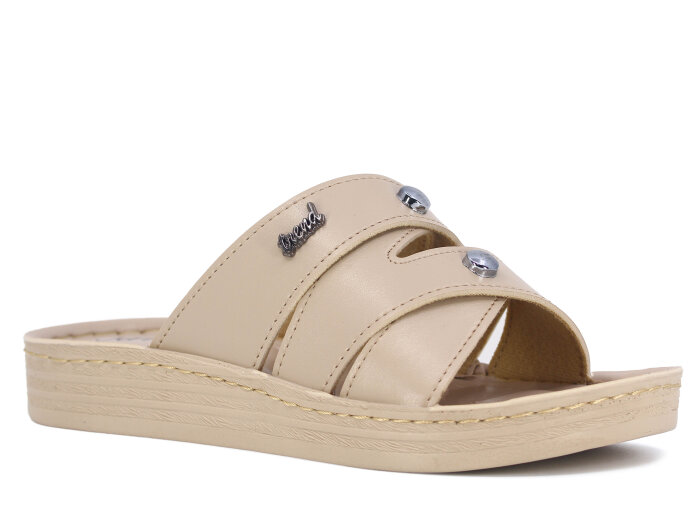 Serra Zenne 702 Çapraz Enj. Kutulu Günlük Terlik Krem - Serra