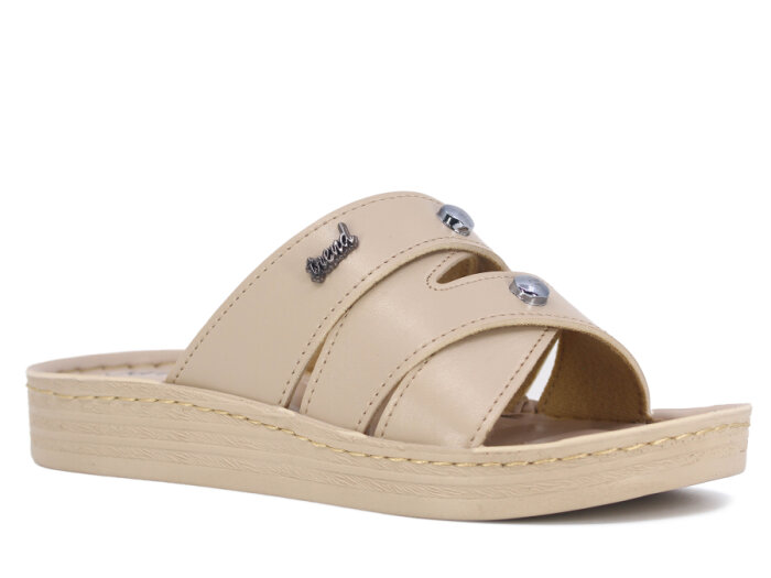 Serra Zenne 702 Çapraz Enj. Kutulu Günlük Terlik Krem - 1