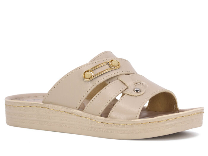 Serra Zenne 703 Bantlı Enj. Kutulu Günlük Terlik Krem - 1