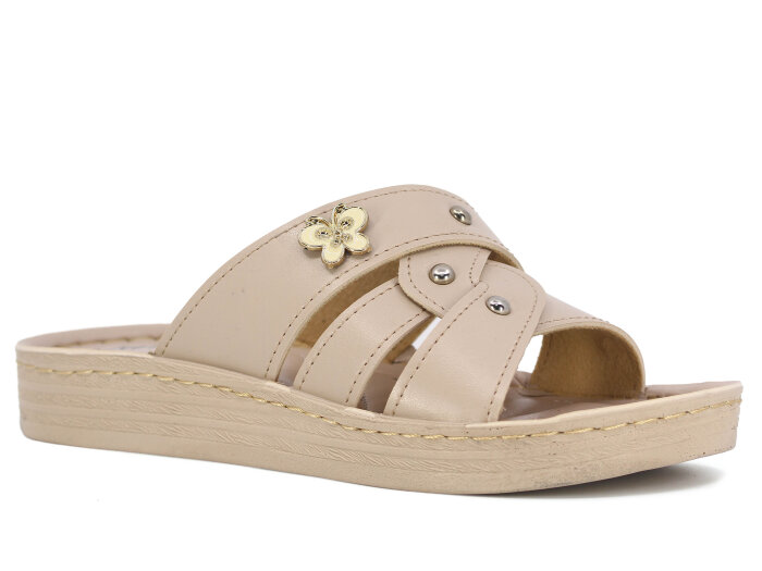 Serra Zenne 704 Çapraz Enj. Kutulu Günlük Terlik Krem - Serra