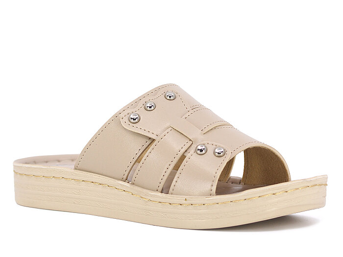 Serra Zenne 706 Enj. Kutulu Günlük Terlik Krem - Serra