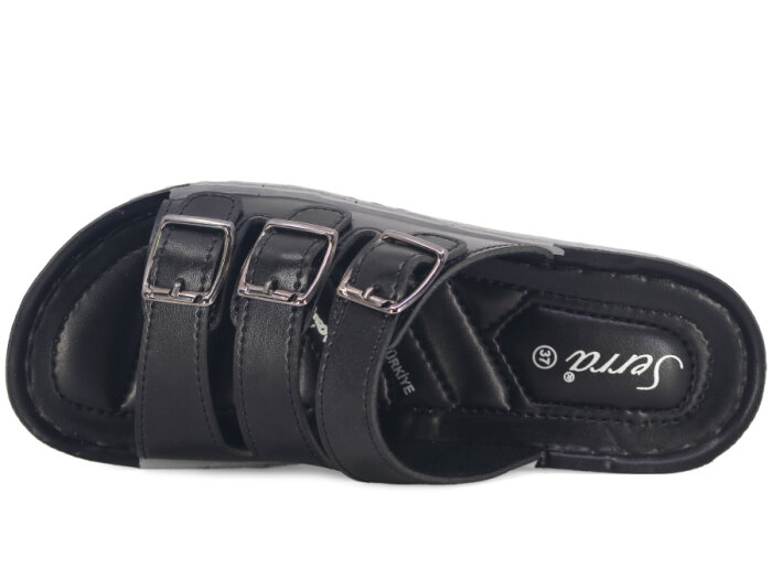 Serra Zenne 712 Üç Tokalı Enj. Günlük Terlik Siyah - 2