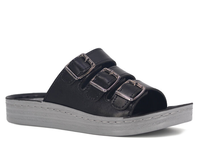 Serra Zenne 712 Üç Tokalı Enj. Günlük Terlik Siyah - Serra