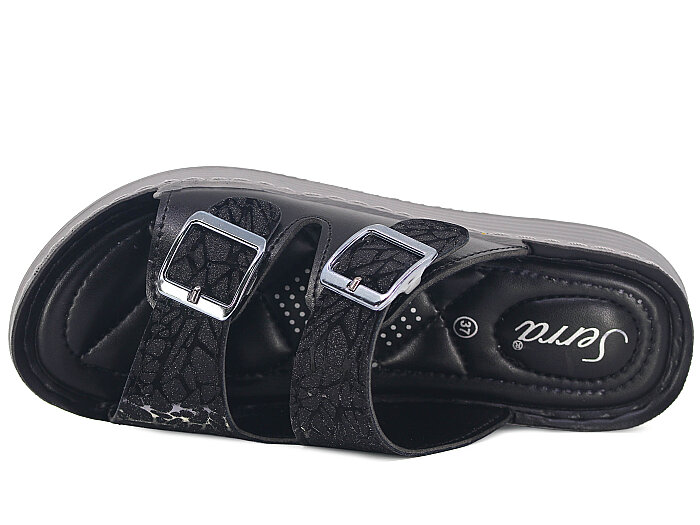 Serra Zenne 8000-1 Simli Dikişli Kutulu Günlük Terlik Siyah - Serra (1)