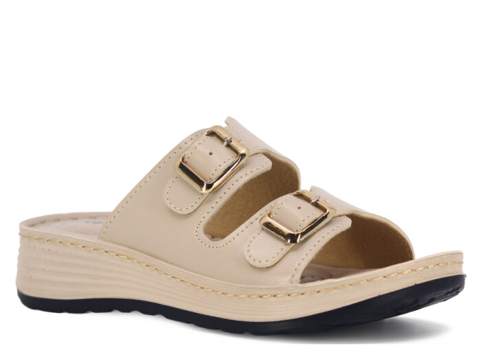 Serra Zenne 8003 Çift Toka Dikişli Kutulu Günlük Terlik Krem - 1