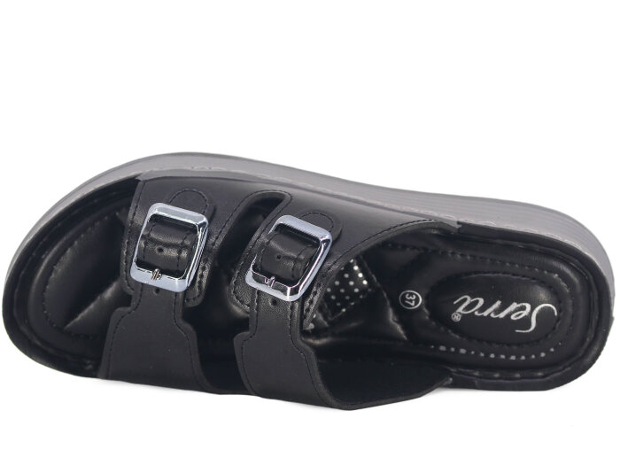 Serra Zenne 8003 Çift Toka Dikişli Kutulu Günlük Terlik Siyah - Serra (1)