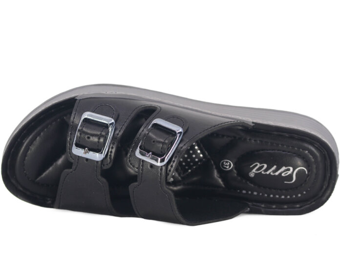 Serra Zenne 8003 Çift Toka Dikişli Kutulu Günlük Terlik Siyah - 2