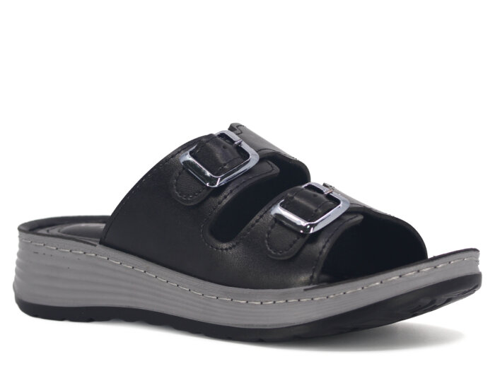 Serra Zenne 8003 Çift Toka Dikişli Kutulu Günlük Terlik Siyah - 1