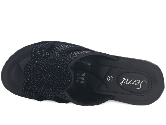 Serra Zenne 910 Sekiz Taşlı Enj. Yüksek Kutulu Günlük Terlik Siyah - 2