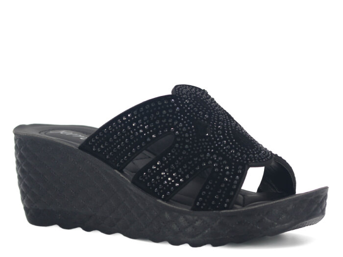 Serra Zenne 910 Sekiz Taşlı Enj. Yüksek Kutulu Günlük Terlik Siyah - 1