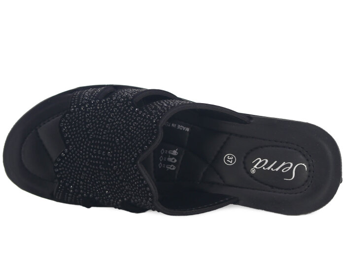 Serra Zenne 911-2026 Taşlı Enj. Yüksek Kutulu Günlük Terlik Siyah - Serra (1)