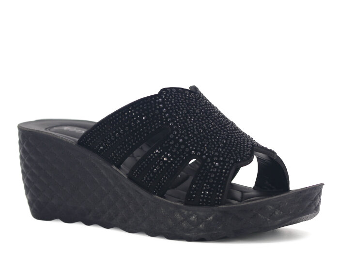 Serra Zenne 911-2026 Taşlı Enj. Yüksek Kutulu Günlük Terlik Siyah - Serra